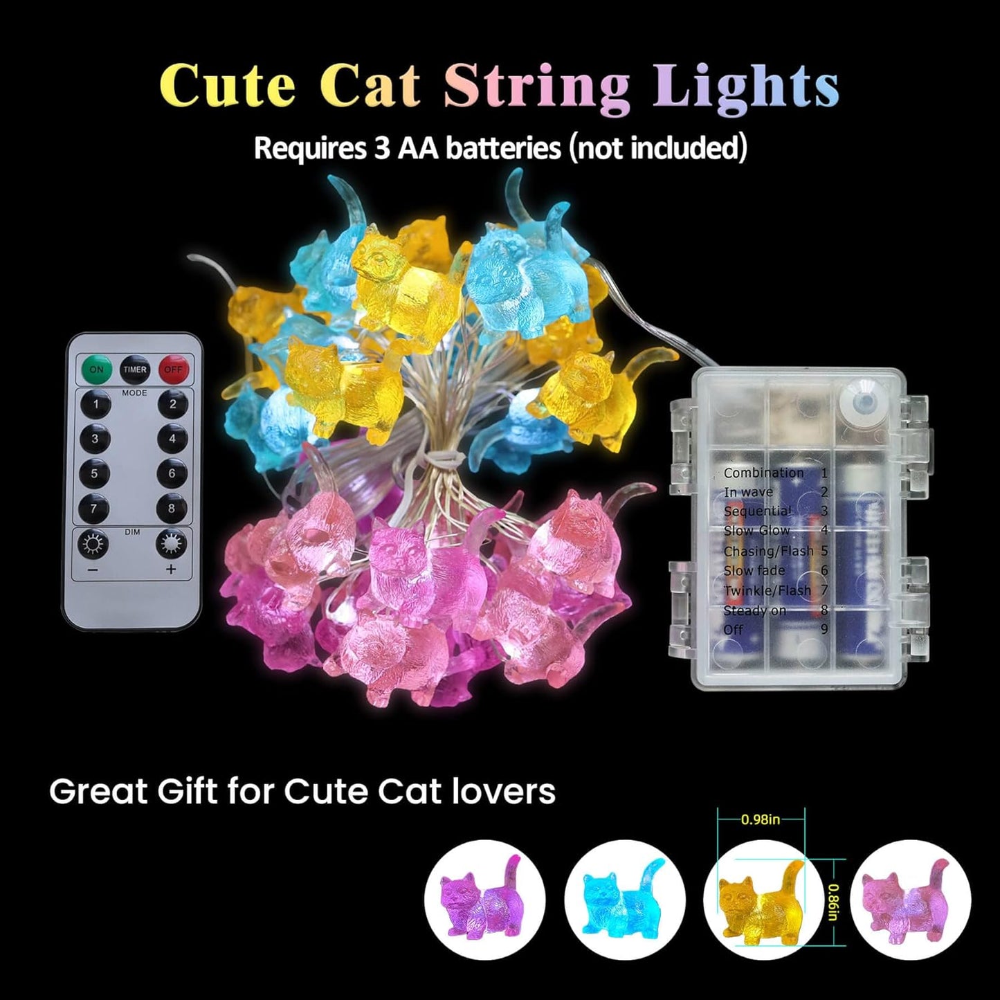 Fat Cat String Lights Room Decor