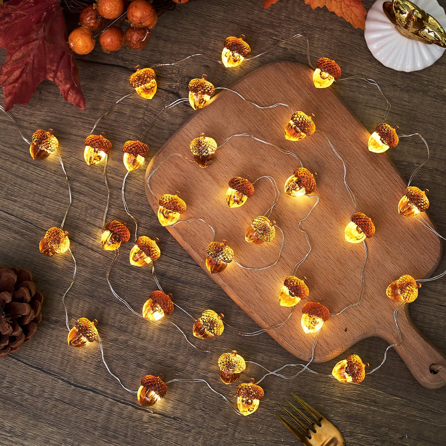 Fall Acorn Fairy Lights Thanksgiving String Lights