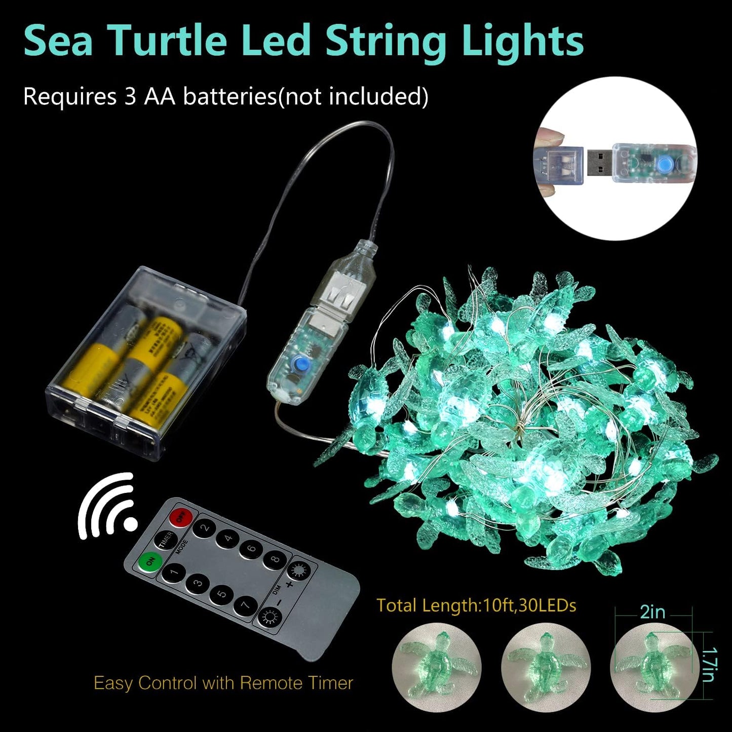 Green Sea Turtle Fairy Lights